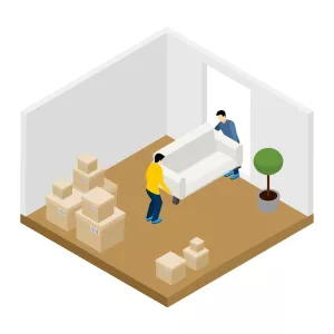 moving out carrying boxes illustration at Melbourne